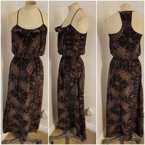 Parker Sz S 100%Silk Maxi Tank Dress Racer Back Whimsygoth Milkmaid Dark fairy